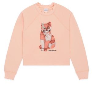 Teddy Fresh Women's Cat Appliqué Crewneck